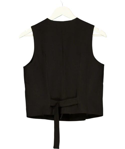 4th & Reckless Black Tailored Asymmetric Gold Button Waistcoat UK 8