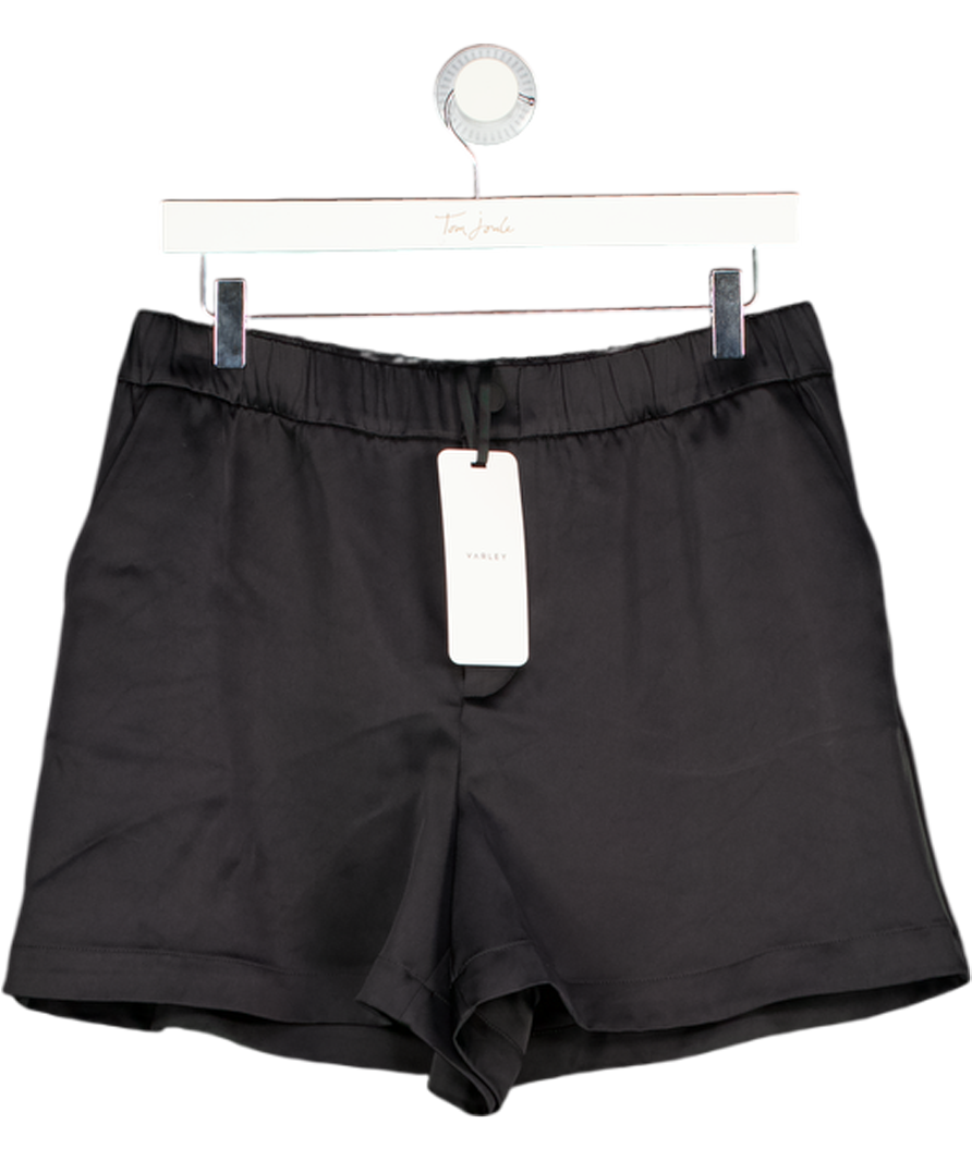 VARLEY Sarka Black Satin High Rise Shorts UK M