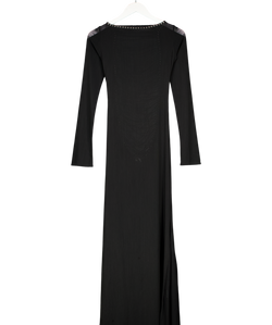 FANCI CLUB Black Long Sleeve Lace-back Maxi Dress UK L