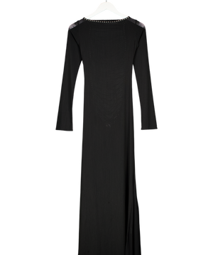 FANCI CLUB Black Long Sleeve Lace-back Maxi Dress UK L