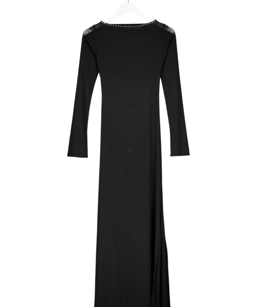 FANCI CLUB Black Long Sleeve Lace-back Maxi Dress UK L