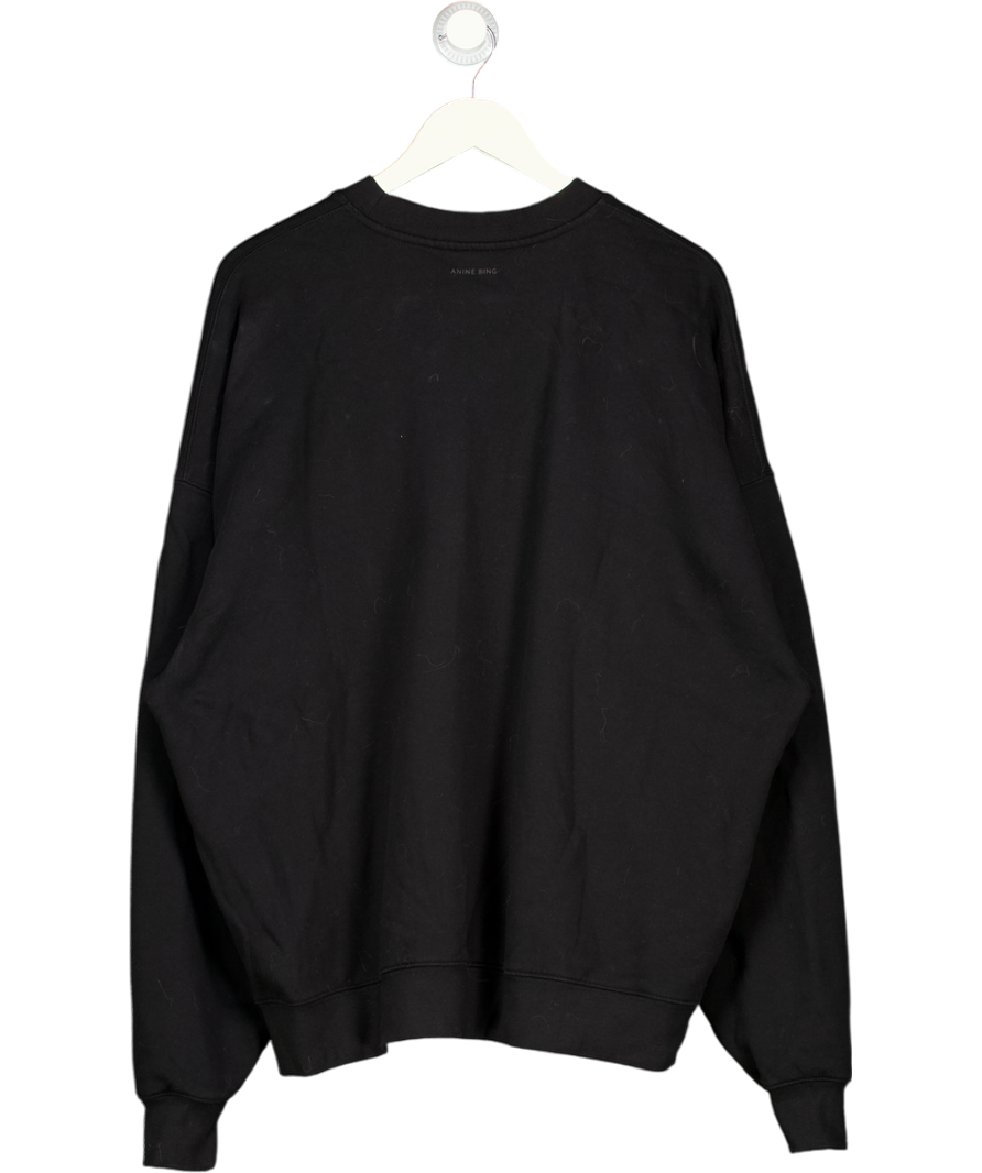 ANINE BING Black Miles Oversized Cotton-jersey Sweatshirt UK M