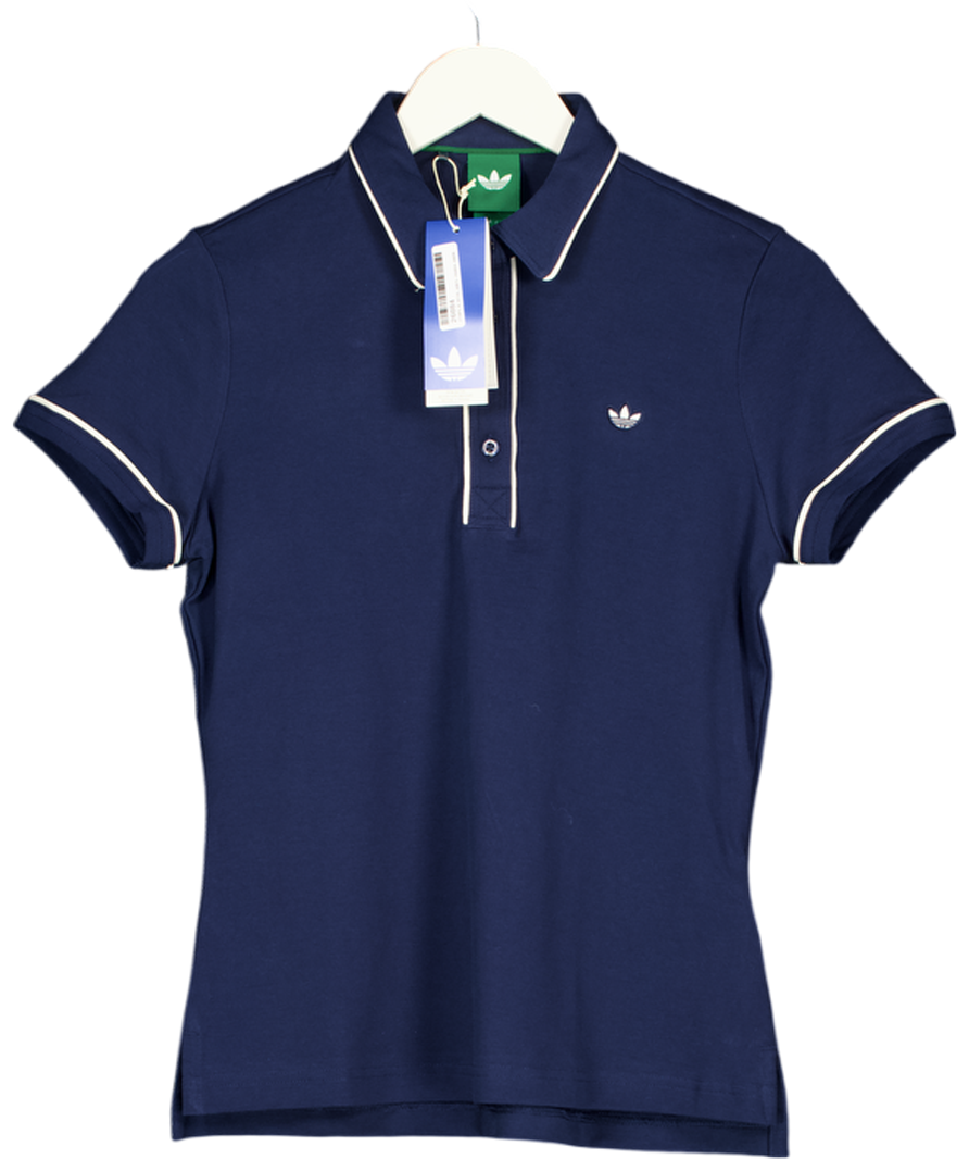 ADIDAS Blue Originals Twistknit Trefoil Polo Shirt UK S