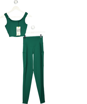 Gym Locker Green So Skin Square Neck Crop Top And Leggings Set UK S