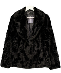 Friends like these Black Textured Faux Fur Mid Length Coat UK 10