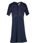 Whistles Blue Lace Top A-line Midi Dress UK 8