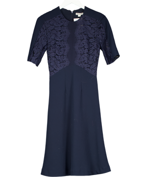 Whistles Blue Lace Top A-line Midi Dress UK 8