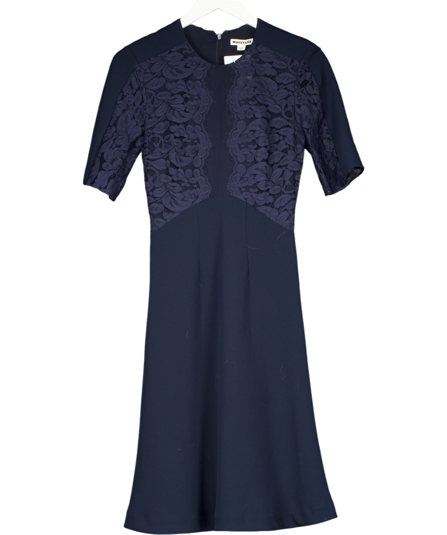 Whistles Blue Lace Top A-line Midi Dress UK 8