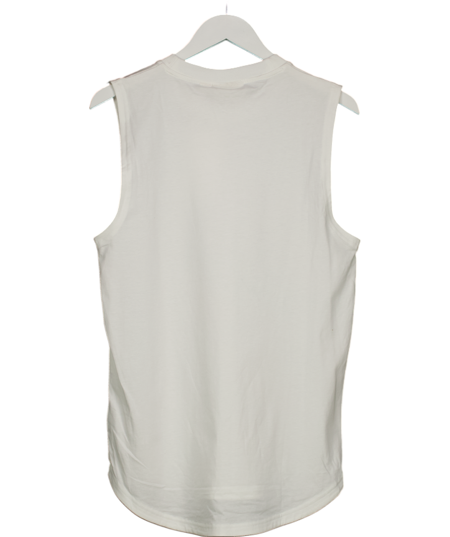 Calvin Klein White Cotton Badge Tank Top UK S