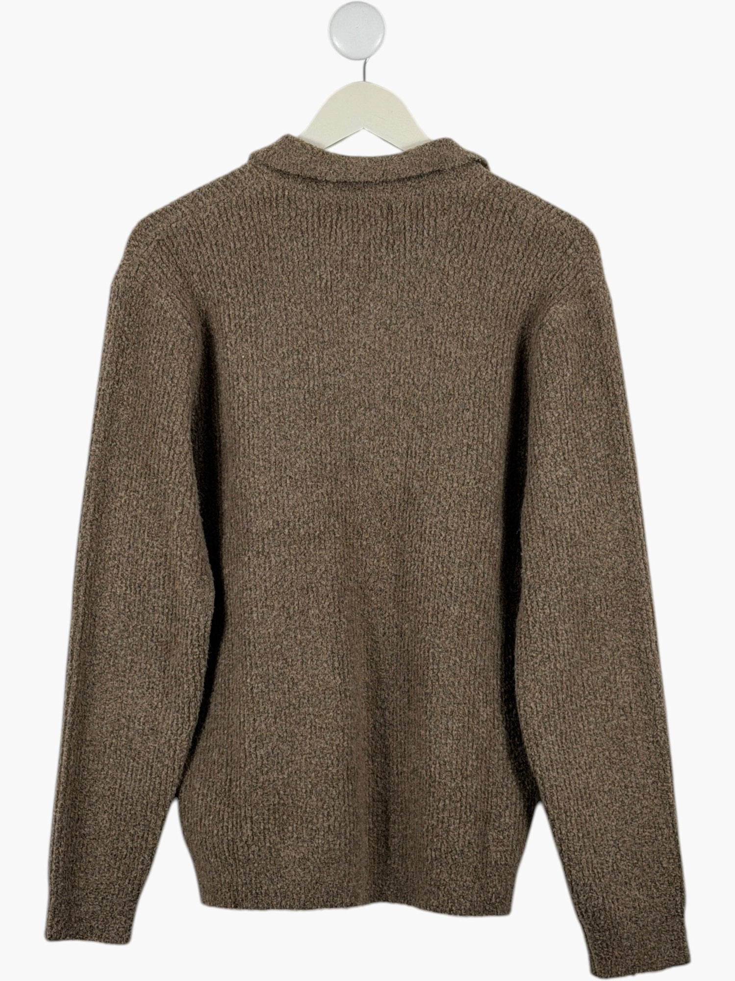 NOBL Brown Ribbed knit polo Sweater UK M