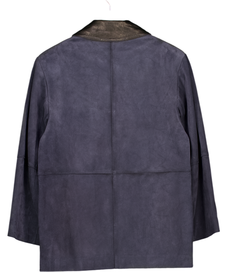 CAMILLA AND MARC Navy Blue Balto Relaxed-fit Suede Jacket UK S