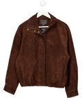 ZARA Dark Brown 100% Suede Leather Jacket UK XS