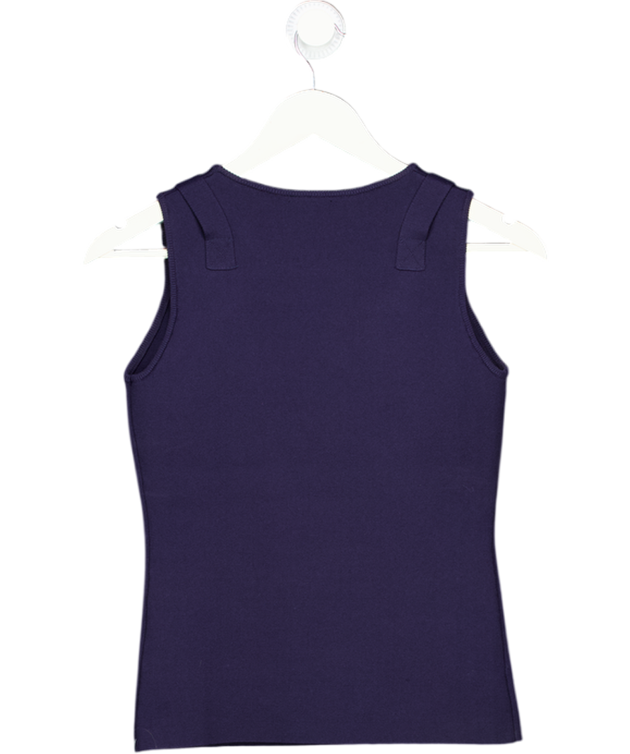 Karen Millen Navy Blue Buckle Trim Knitted Top UK XS