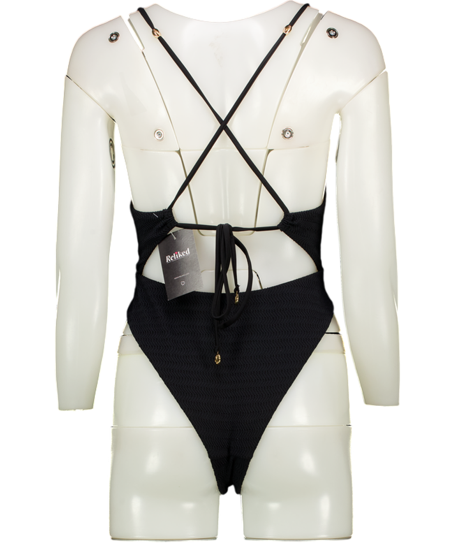 BLUEBELLA Black Textured Cut-out Swimsuit UK S