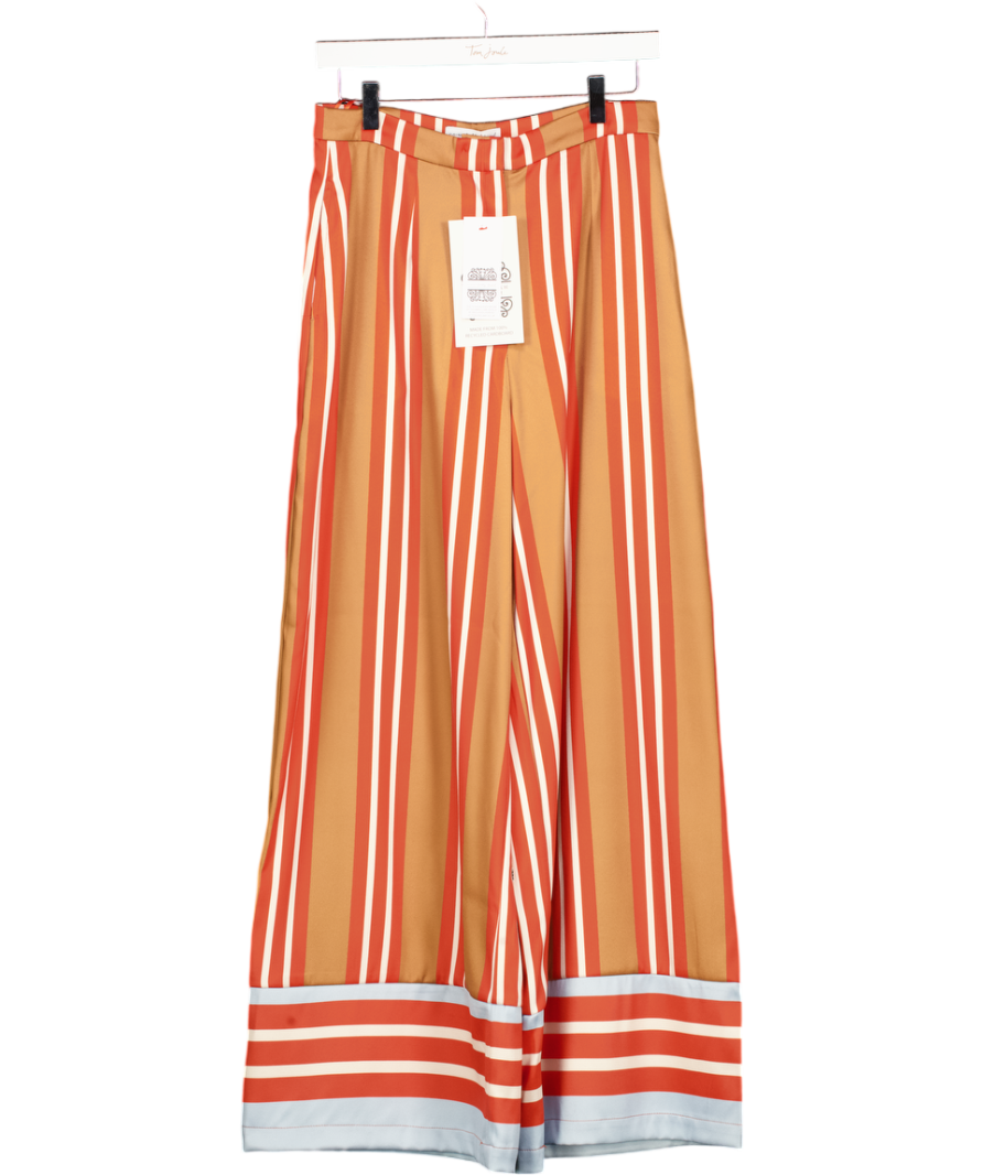 NEVER FULLY DRESSED Orange / Tan Stripe Marnie Trousers UK 10