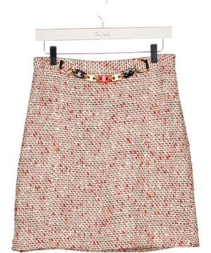 MILLY NY White /Red / Black tweed belt detail skirt UK 10