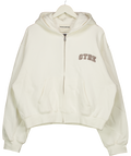 THE COUTURE CLUB Cream Ctre Zip Through Relaxed Hoodie UK 16