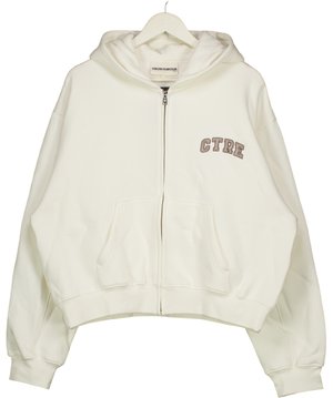 THE COUTURE CLUB Cream Ctre Zip Through Relaxed Hoodie UK 16