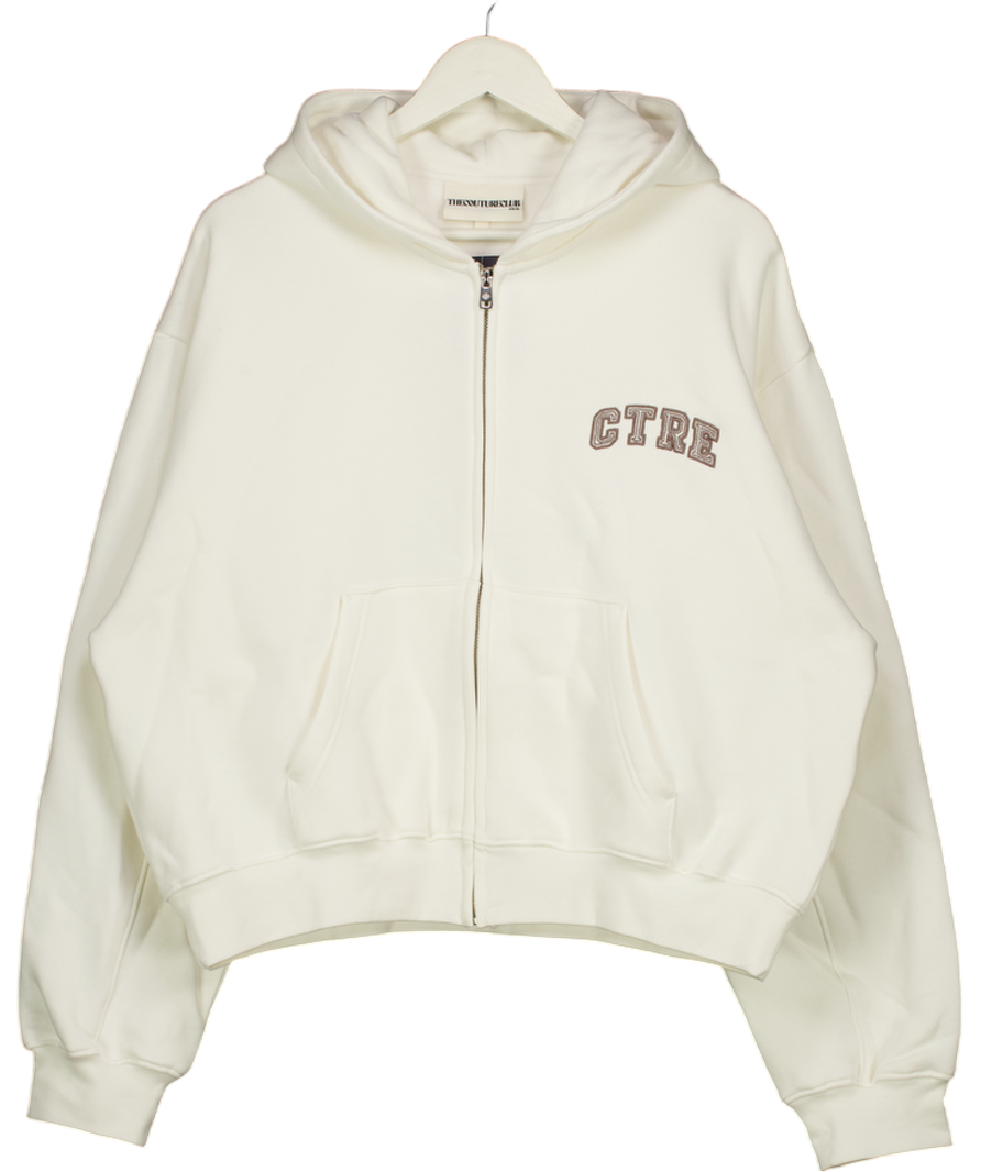 THE COUTURE CLUB Cream Ctre Zip Through Relaxed Hoodie UK 16