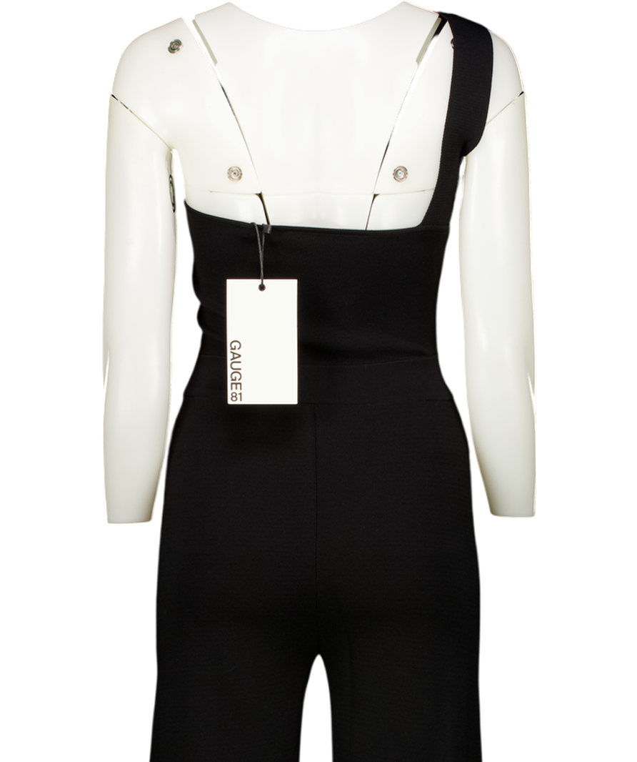 GAUGE81 Black – Asymmetric Bandage Knit Jumpsuit UK M