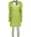 DE LA VALI Green Vinyl Satin Cut-out Mini Dress UK 14