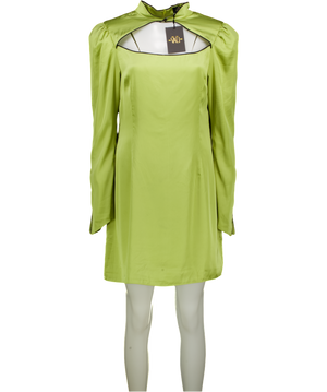 DE LA VALI Green Vinyl Satin Cut-out Mini Dress UK 14
