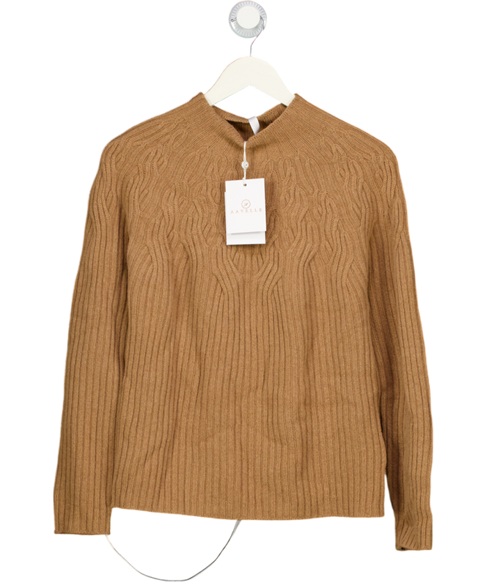 AAVELLE Beige Cashmere Blend High Neck UK M