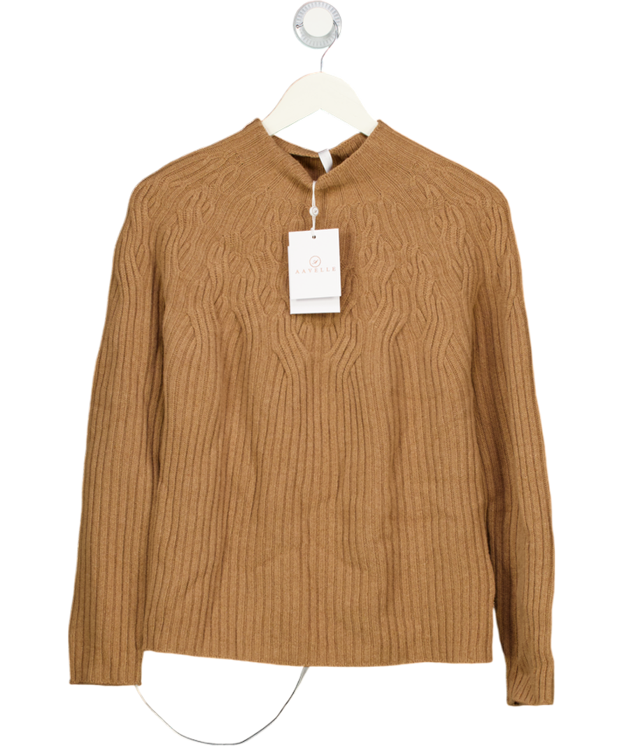 AAVELLE Beige Cashmere Blend High Neck UK M