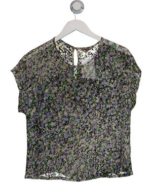 Jigsaw Multicoloured Sheer Floral Short Sleeve Top UK S