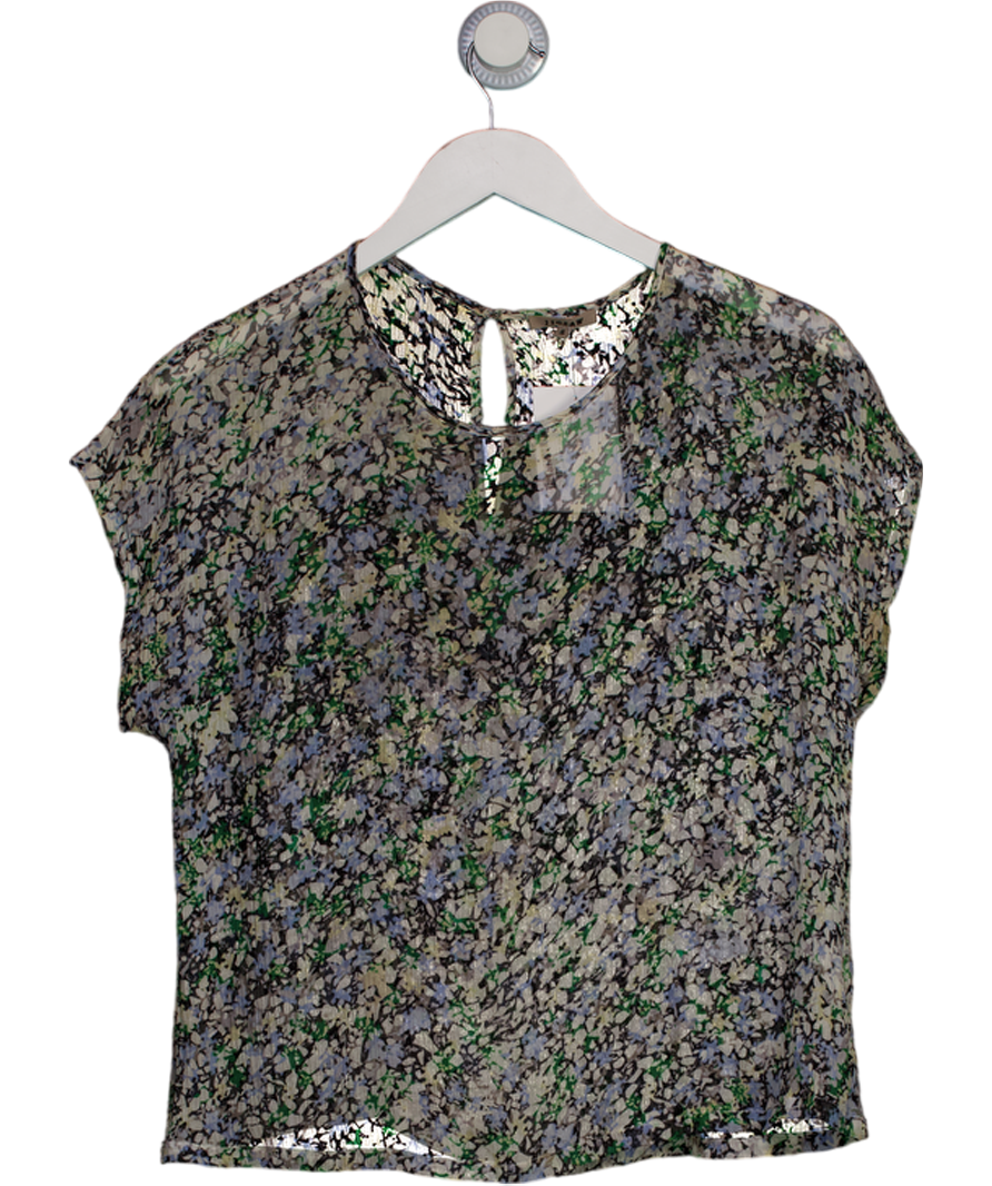 Jigsaw Multicoloured Sheer Floral Short Sleeve Top UK S