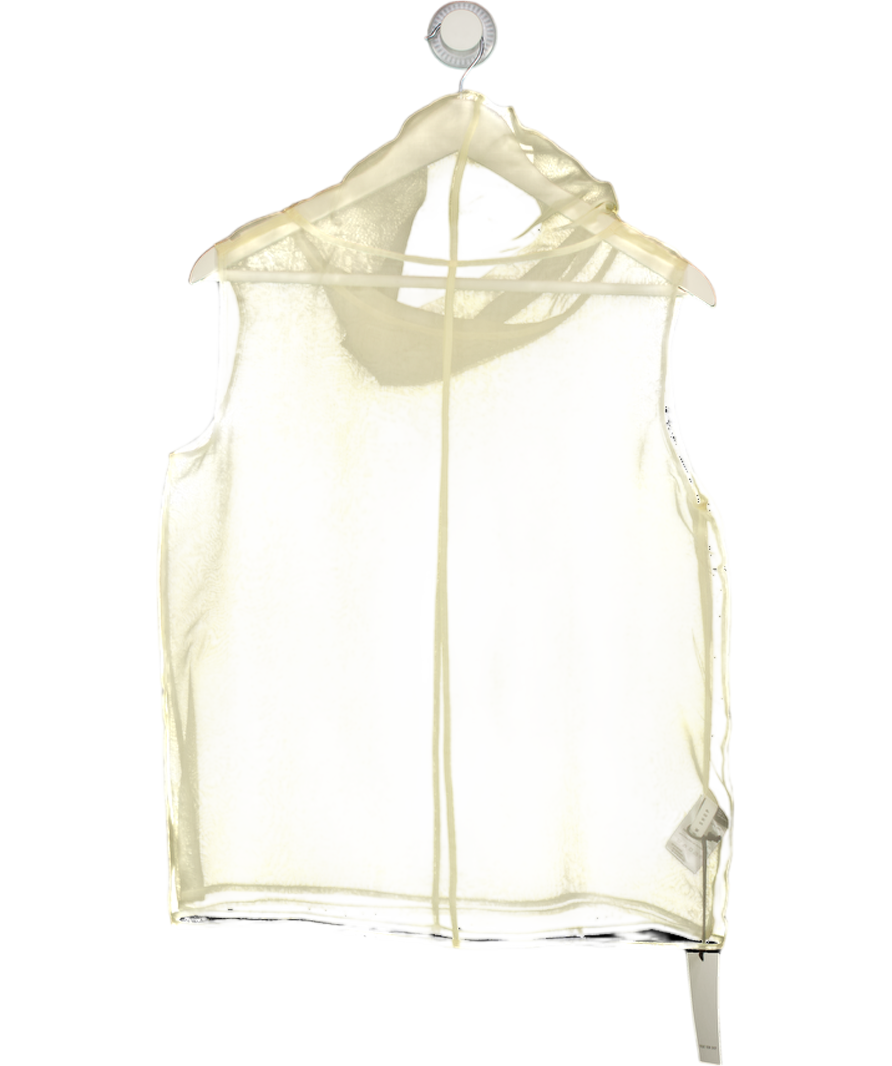 FRONT ROW SHOP Silk Organza Turtleneck Top Butter Yellow UK S