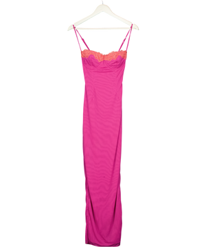 HOUSE OF CB Pink Aiza Raspberry Lace Trimmed Maxi Dress UK S