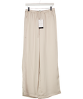ELKA COLLECTIVE Cream Luxury Mina Satin Wide Leg Trousers UK 8