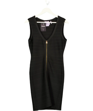 Herve Leger Black Zip Front Bandage Mini Dress  Uk 12-14 UK L