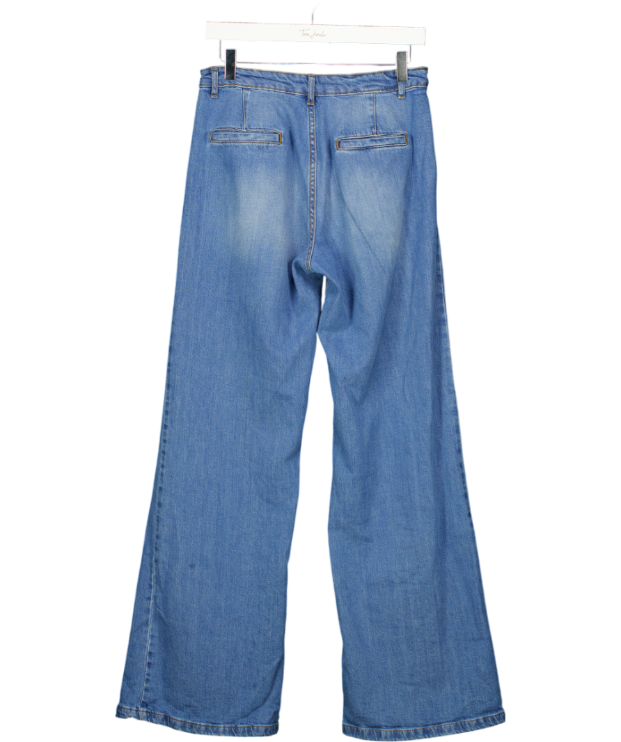 UN DIMANCHE A PARIS Blue Button Detail Wide Leg Jeans UK M