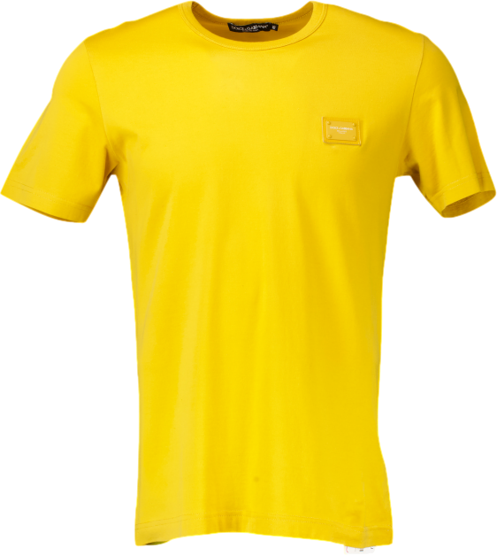Dolce & Gabbana Yellow Cotton Logo Plaque T-shirt UK S