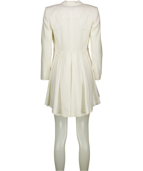 ALICE + OLIVIA Ivory White Leo Shawl-collar High-low Long Blazer UK S
