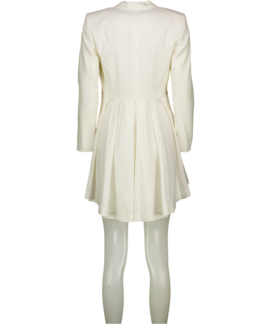 ALICE + OLIVIA Ivory White Leo Shawl-collar High-low Long Blazer UK S