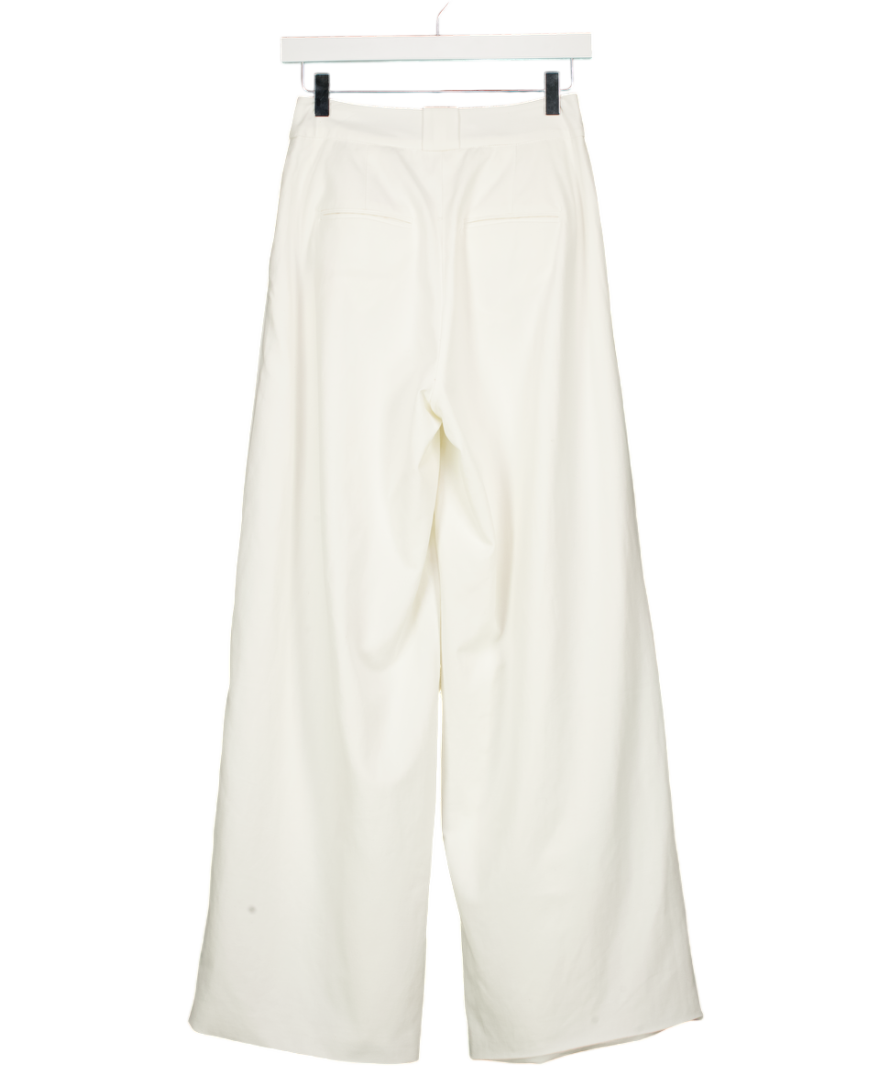 AEXE Ivory White Wide-leg Wool Trousers With Silk Lining UK XS
