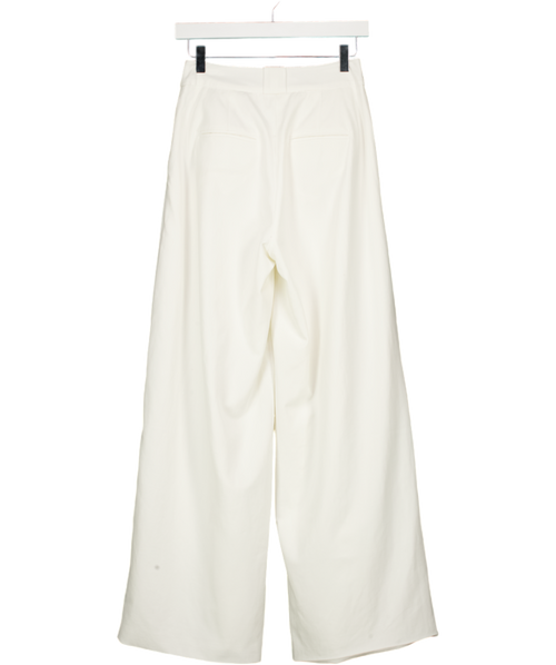 AEXE Ivory White Wide-leg Wool Trousers With Silk Lining UK XS
