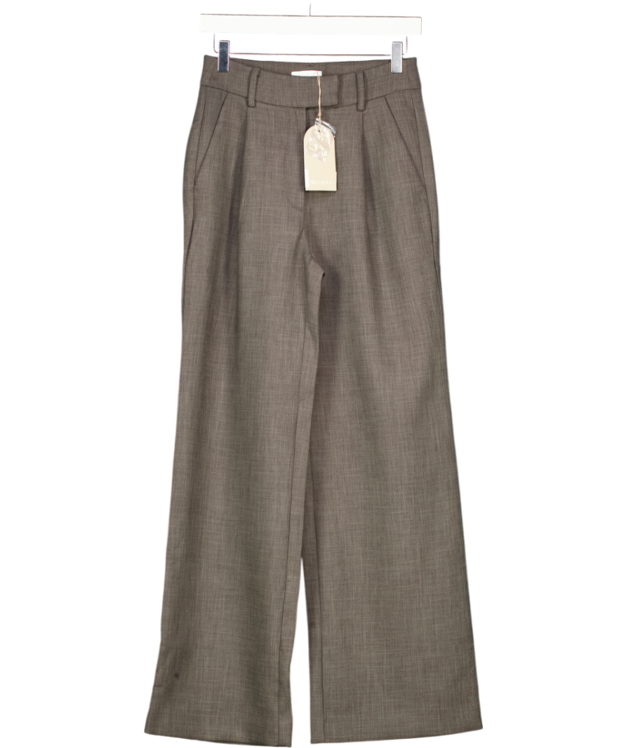 MESHKI Natalie Textured Wide Leg Pant - Brownish Grey UK XXS