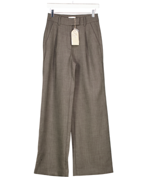 MESHKI Natalie Textured Wide Leg Pant - Brownish Grey UK XXS