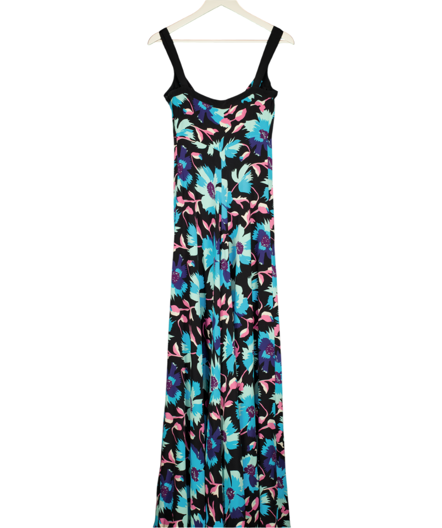 TEMPERLEY LONDON Black / Blue Floral Silk Maxi Dress UK 8