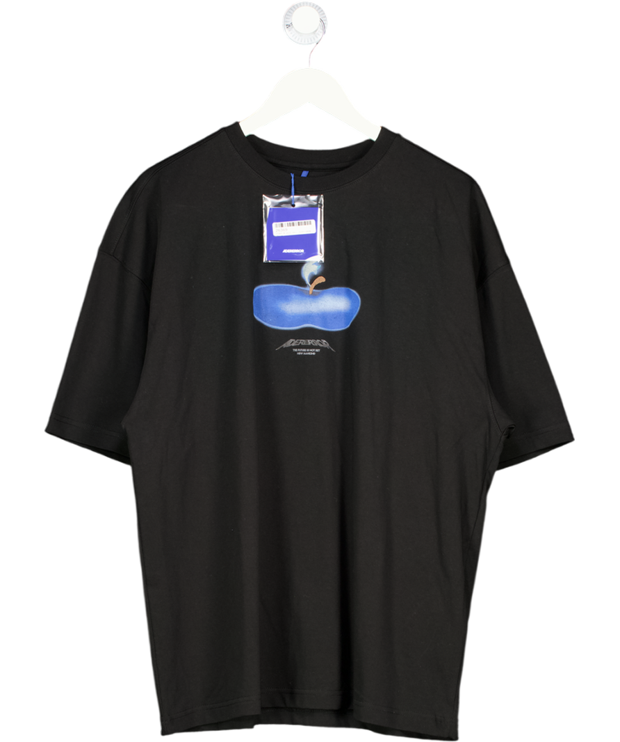 ADER ERROR Black Apple Press Logo T-shirt UK XL
