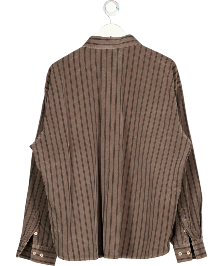 WIT & WONDER Brown Striped Corduroy Shirt UK M
