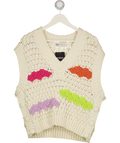 ZARA Cream Oversized Button Side Knit Tank Top UK L