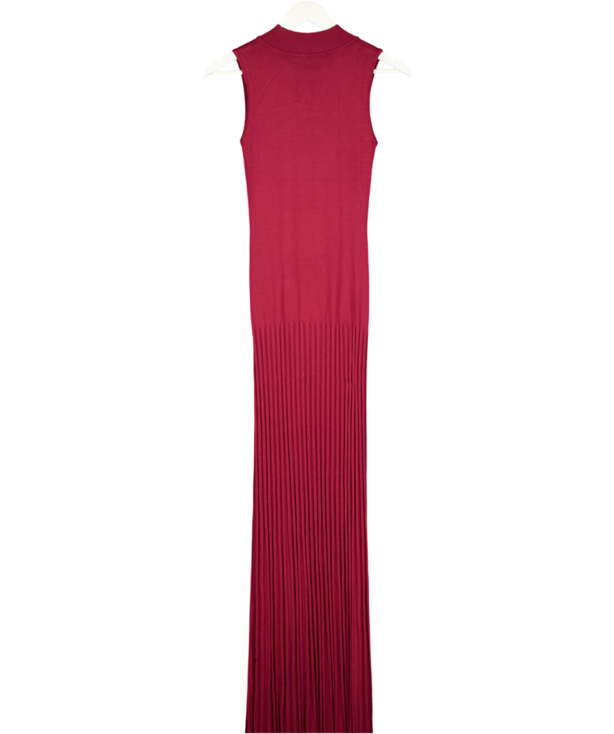 MESHKI Burgundy Red  Knit Pleated Dress UK XS