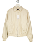 LA SISTERS Faux Leather Woven Bomberjacket Cream UK XS