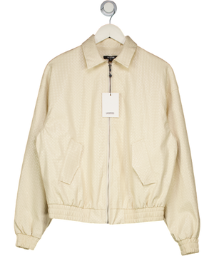 LA SISTERS Faux Leather Woven Bomberjacket Cream UK XS