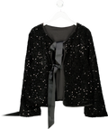 Only Black Sequin Velvet Tie Front Top UK 18